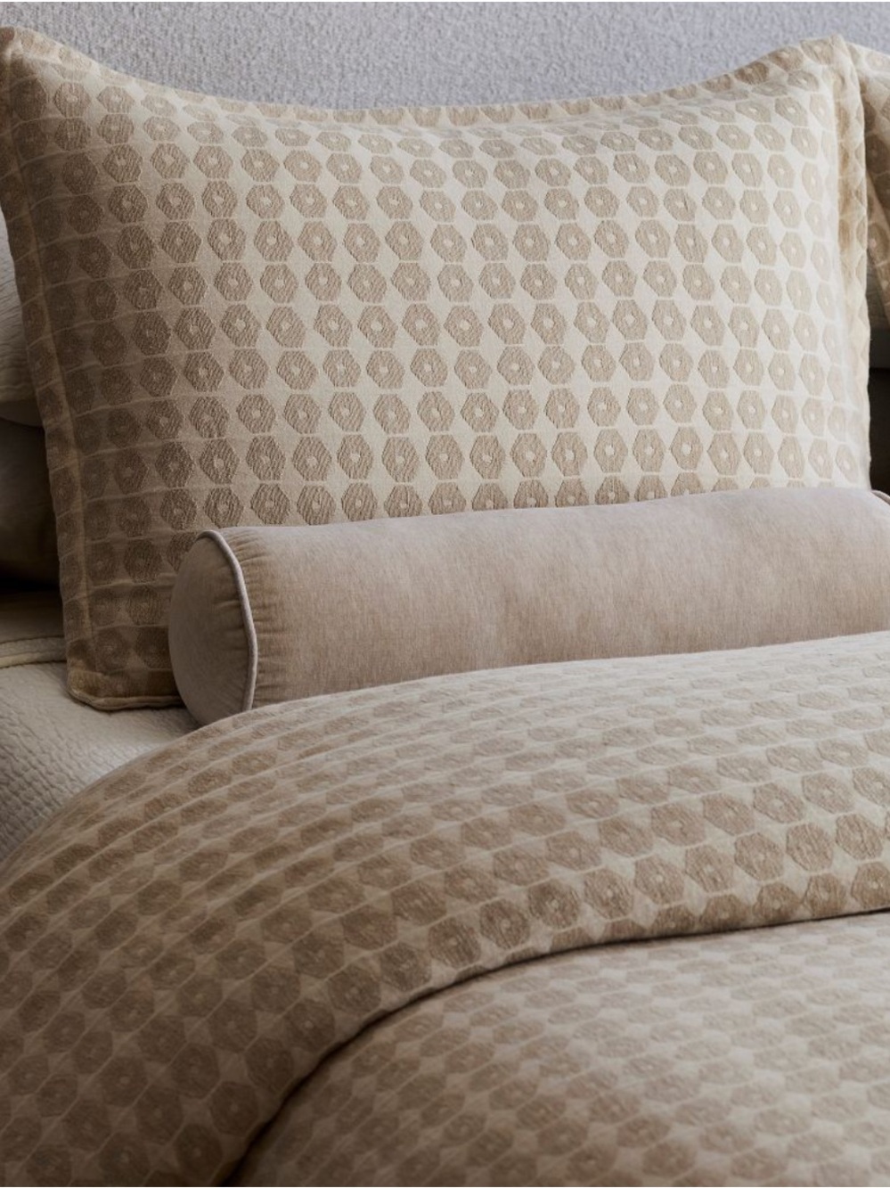 West Elm Beige Textured Geometric Pillow Shams